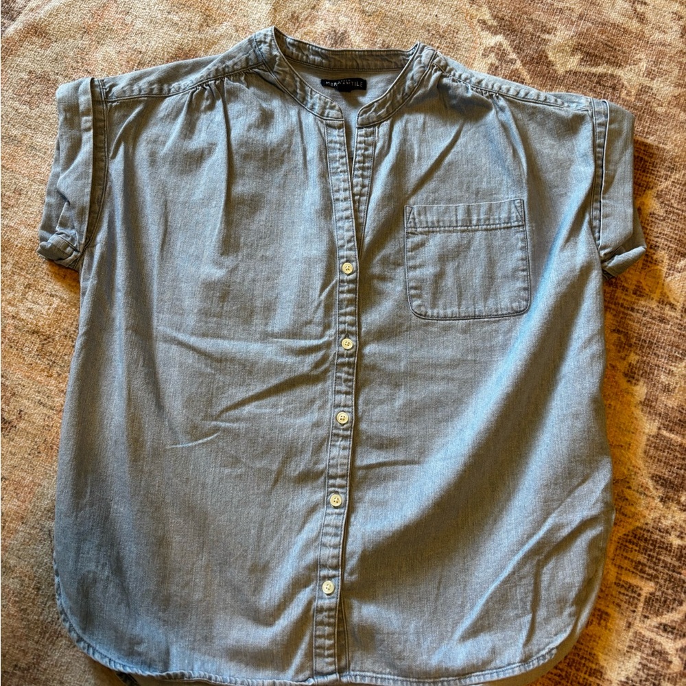 J Crew, Light Denim Button-Front Shirt with Pocket, Small